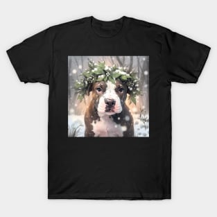 Pit Bull In Winter T-Shirt